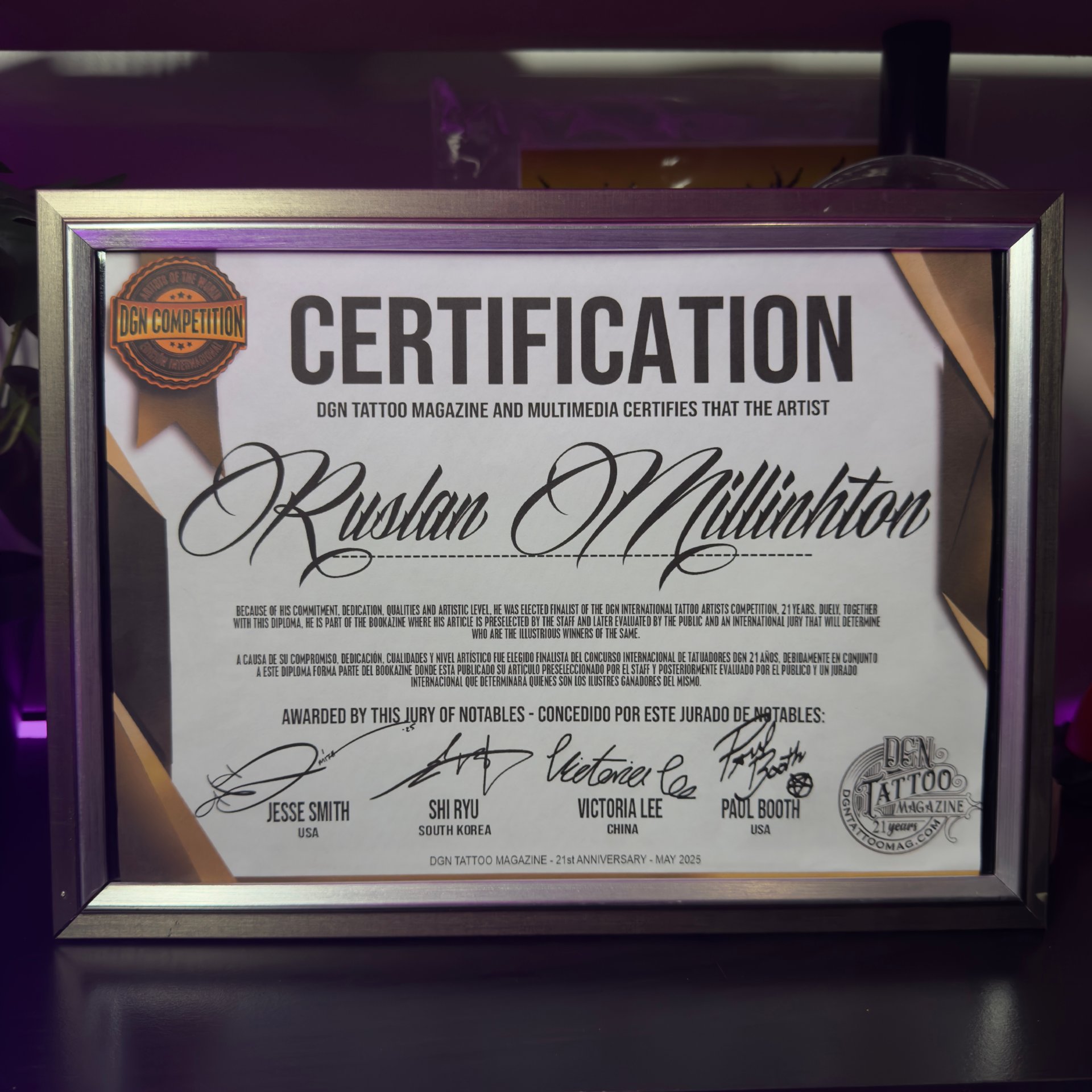DGN TATTOO MAG Second Place in category Full Color in International competition - MAY 2025 — photograph 1
