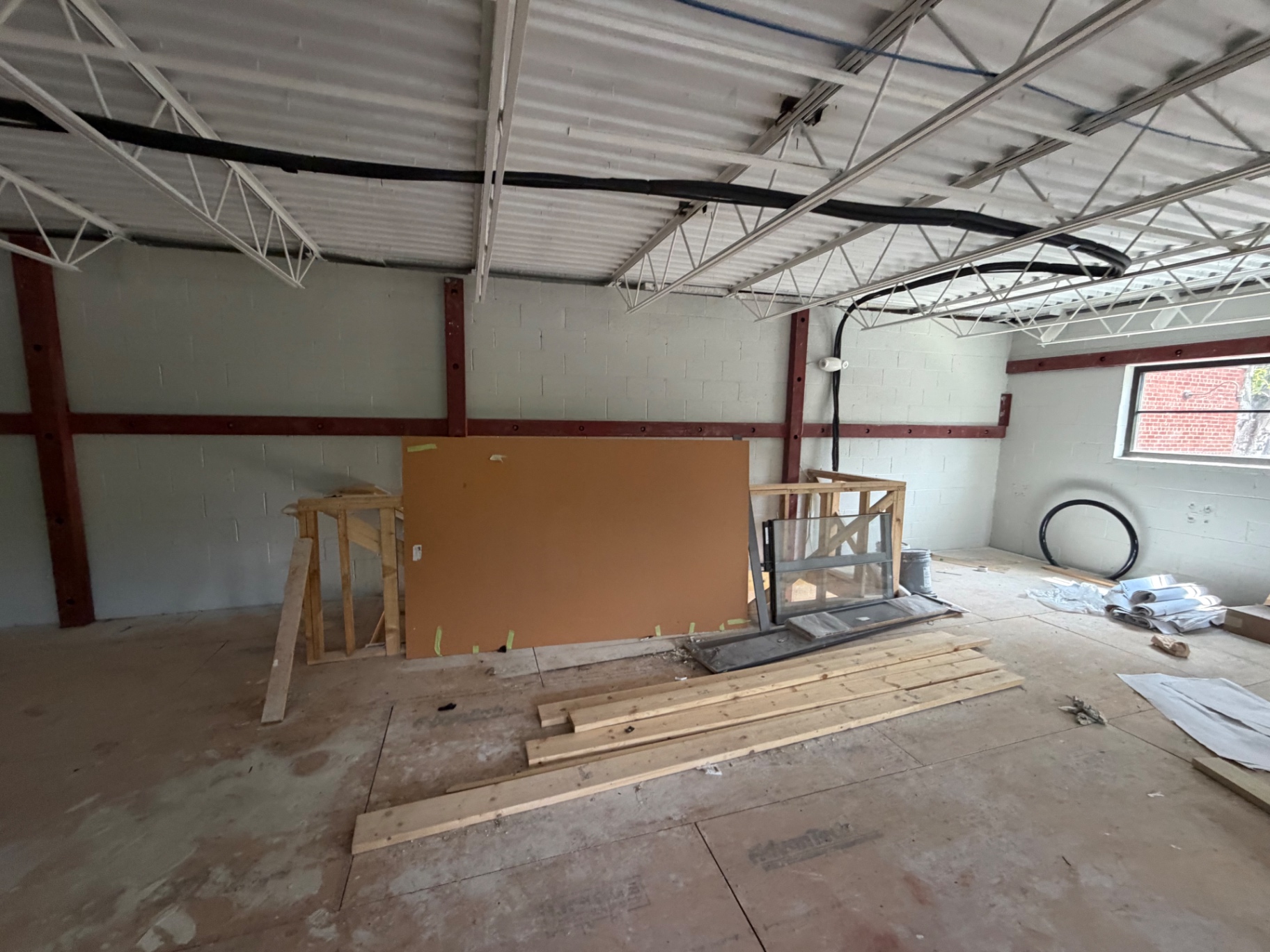 Stair landing being framed