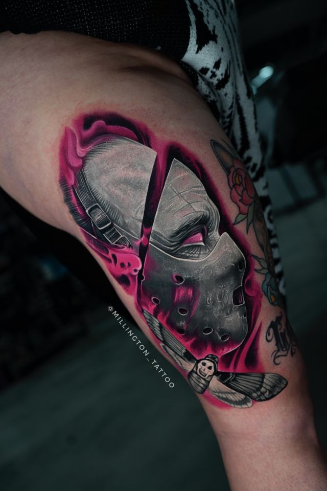 Pink and grey tattoo by Ruslan