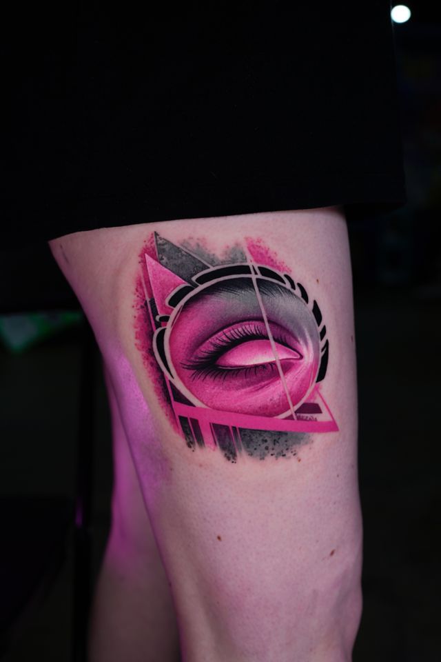 Pink and grey tattoo by Ruslan