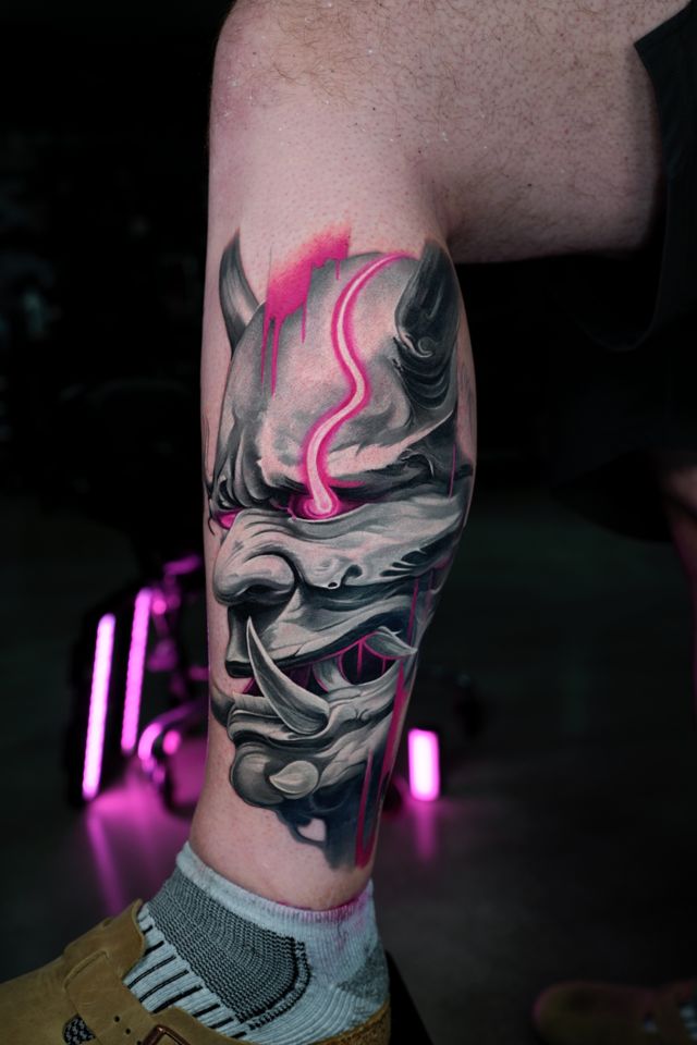 Pink and grey tattoo by Ruslan